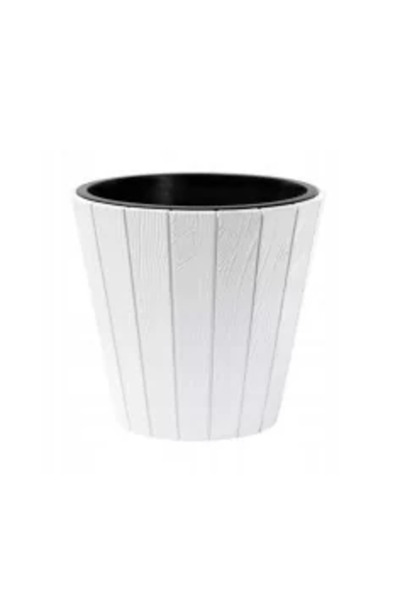 Prosperplast Ghiveci decorativ pentru flori, Prosperplast, Splofy, rotund, alb, 23,9 x 16,1 cm