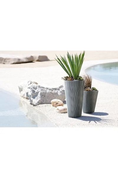 Prosperplast Decorative flower pot, round, tall, brown, 18/45 L, 39 x 70.8 cm, Sandy Slim