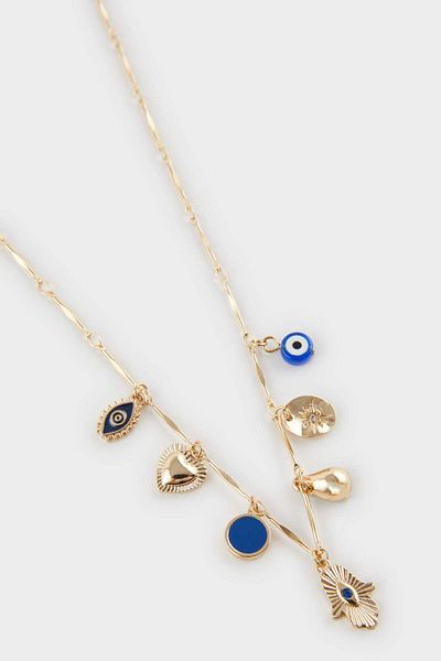 DeFacto Women's Colorful Stone Gold Necklace F6687Axns