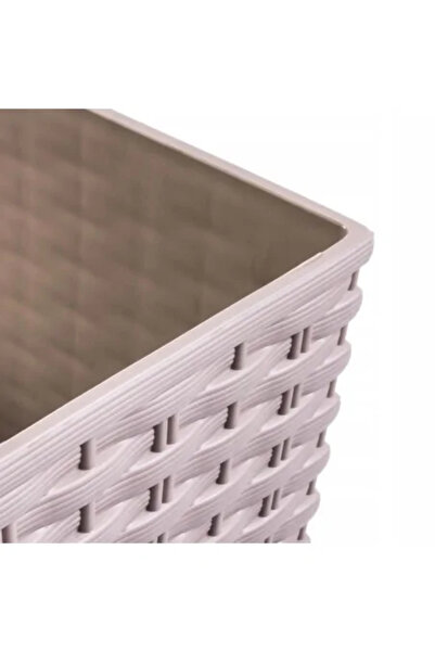 Prosperplast Ghiveci de flori, Prosperplast, Rato Low, pătrat, 32 L, imitație de ratan, maro, 32 x 32 x 32,5 cm