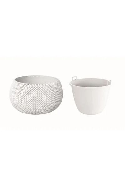 Prosperplast Decorative Flower Pot, Prosperplast, Splofy, Round, White, 23.9 x 16.1 cm