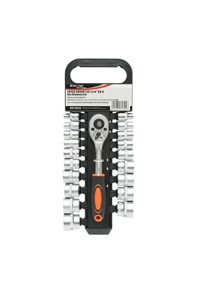 Breckner Germany Socket Wrench Set, 3/8 inches, Metric Cr-V, Reversible Ratchet, 20 Pieces, Breckner Germany
