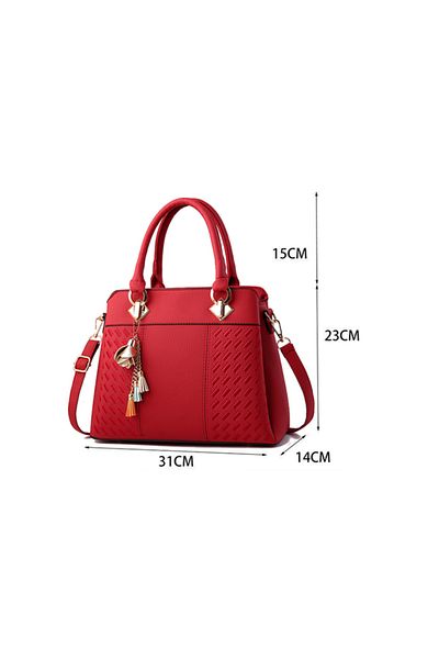 ENAR Leather Tassel Pendant Shoulder Bag