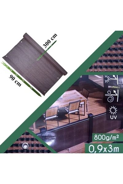 Artool Privacy Screen for Balcony, Terrace, Fence, UV Resistant, 800 g/m2, Brown, Black, 3 x 0.9 m