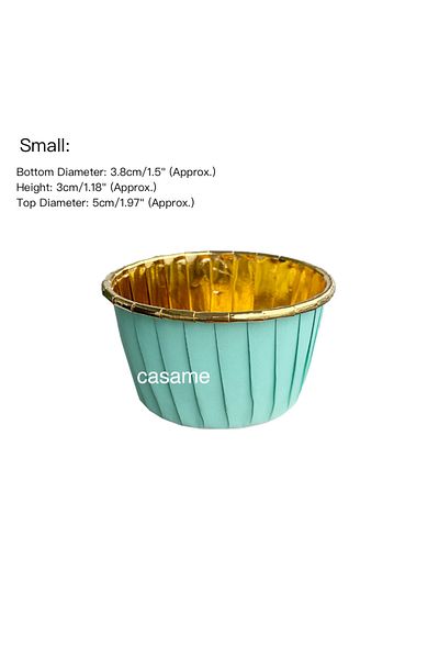 Choice11 Small mint gold 50 pcs Small Mini Pack Muffins Cup Paper Cupcake Wrappers Baking Cups Cases Muffin B