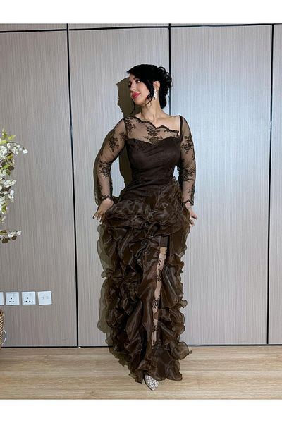 MEZON FASHION Evening dress with ruffled jazz ribbons