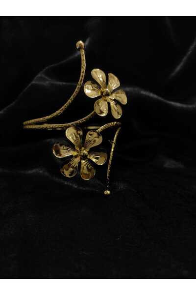 Butik Ayarlanabilir Gold Çiçek Üst Kol (Pazu) Bilekliği