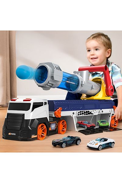 OmniDC Interactive Multifunctional Transporter Truck Set for Kids with 10 Cars