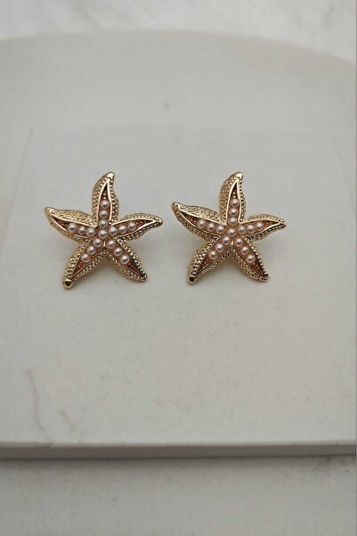 KYOLA DESİGN İncili Deniz Yıldızı Gold Küpe