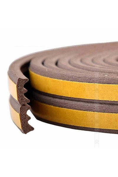 Mercaton Self-Adhesive Door and Window Sealing Tape, E-Profile, 9mm x 4mm, UV Resistant, Rubber