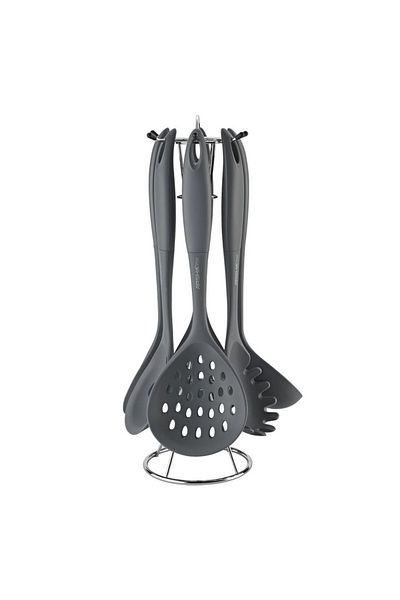 Arshia 7 pcs Gray Silicone Utensil Set