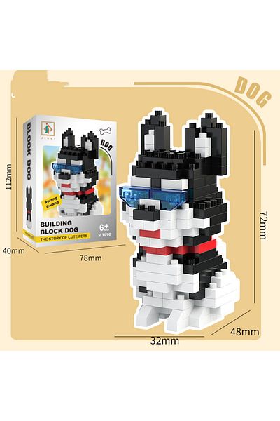 Choice1 NO BOX JM-3090 New Pet Teddy Husky Dog And Cat Toy Small Particle Building Blocks Puzzle Assembled C