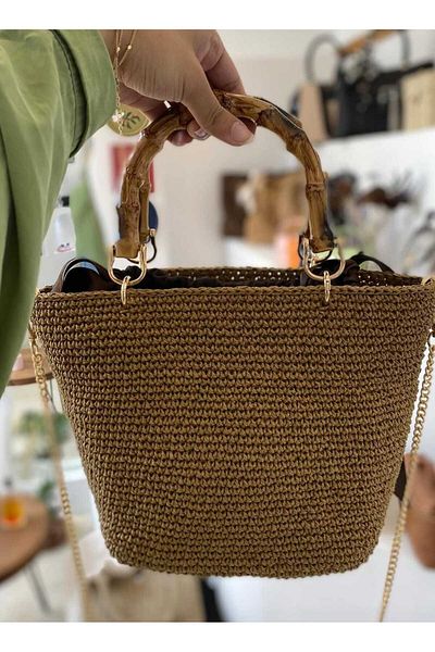 Zeynep Keskin Design Straw Bag, Women's Straw Hand and Shoulder Bag