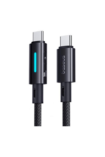 Baseus Cablu de date USB-C la USB-C cu buton iluminat, 100W, 1m (negru)
