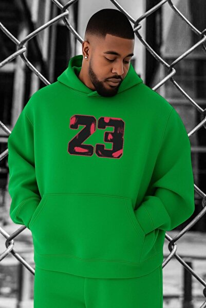 BENROMA 3-нишка джърси 23 Принтирана суитшърт с голям размер