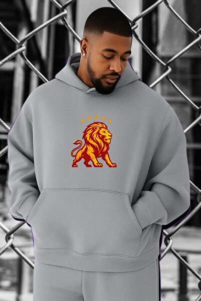 BENROMA Hanorac de mărime mare din bumbac pieptănat cu 3 fire, cu imprimeu de...