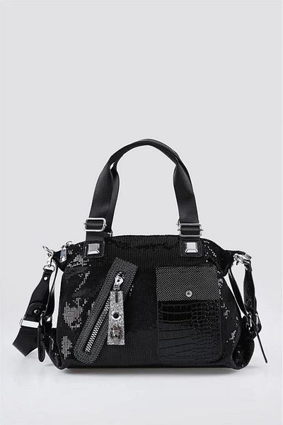 meSga butik Merli Black Skin Shoulder Bag