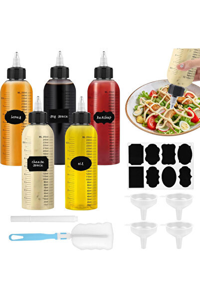 OEM Sticle gradate reutilizabile cu duze pentru sos, pachet de 5 bucăți 250 m...