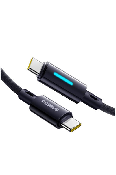 Baseus Cablu USB-C la USB-C cu buton iluminat, 100W, 2m (negru)