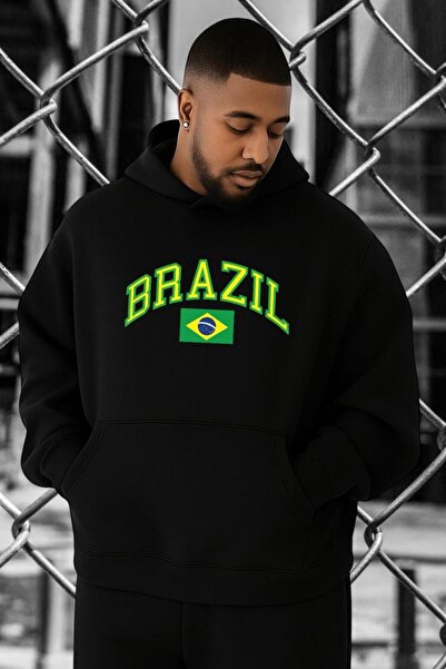 BENROMA 3-нишка джърси бразилска принт суитшърт с голям размер