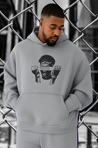 BENROMA 3 Yarn Combed Focus Freedom Printed Oversized Sweatshirt