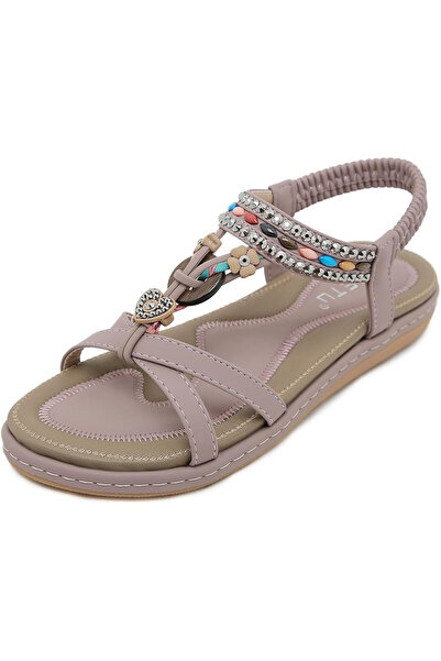 OEM Sandale de plajă ușoare, plate, boeme, antiderapante, confortabile, cu vârful deschis, mov, mărimea: 37 EU