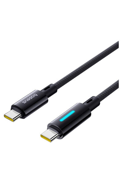 Baseus Cablu USB-C la USB-C cu buton iluminat, 100W, 2m (negru)