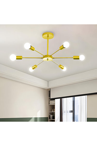 OEM Lampă suspendată din metal auriu, cu 6 brațe, bec E27