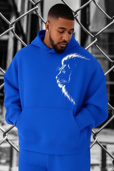 BENROMA 3 İPLİK PENYE LION ASLAN BASKILI BÜYÜK BEDEN SWEATSHIRT
