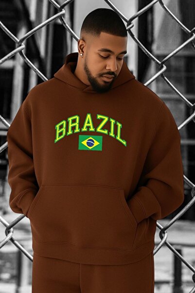 BENROMA 3-нишка джърси бразилска принт суитшърт с голям размер