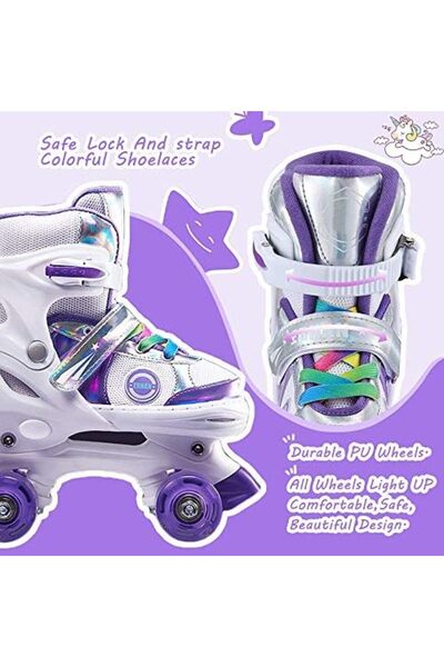 Jiffy ETERISH Kid's Adjustable Roller Skates (Purple)