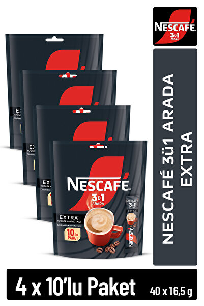 Nescafe 3ü1 Arada Extra Çözünebilir Kahve 16,5g 10'lu Paket 10X4