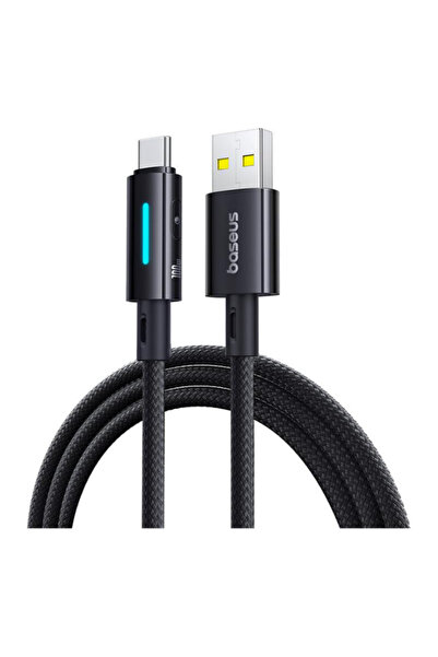 Baseus Lit Button Control P10379002121-00 USB-A to USB-C Cable, 100W, 1m (Black)