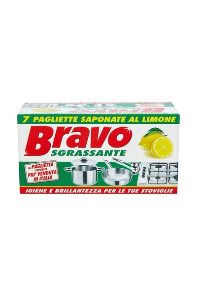 Bravo Bureți de spălat vase cu detergent, Sgrassante, 7 bucăți