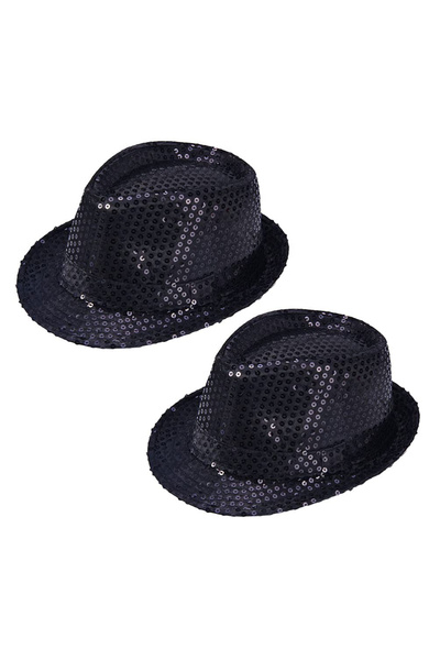 OEM Pălărie de petrecere neagră cu paiete - set de 2 piese