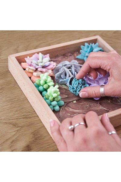Okto Clay Factory Set Wood & Craft - Succulents, 21x21cm, Tenderness