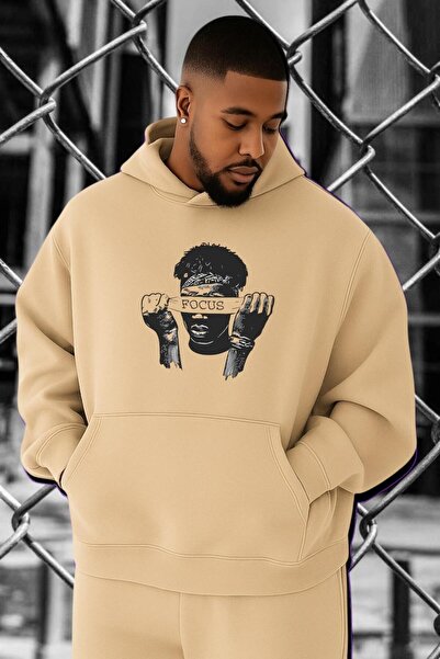 BENROMA Hanorac de mărime mare, cu 3 fire, din bumbac pieptănat, cu imprimeu ...