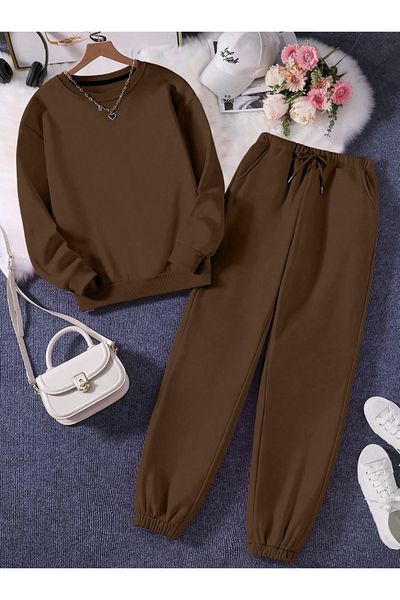 COHERENT Unisex Women/Men's Plain Cotton Oversize Jogger Hooded Sweatshirt Bottom Top Set