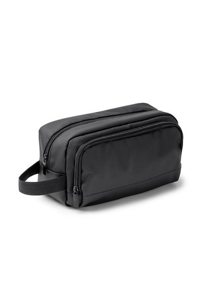 PARUNIV Men's Travel Cosmetic Bag, PU Leather, Ultra-Light, 24 x 13 x 11 cm, Black