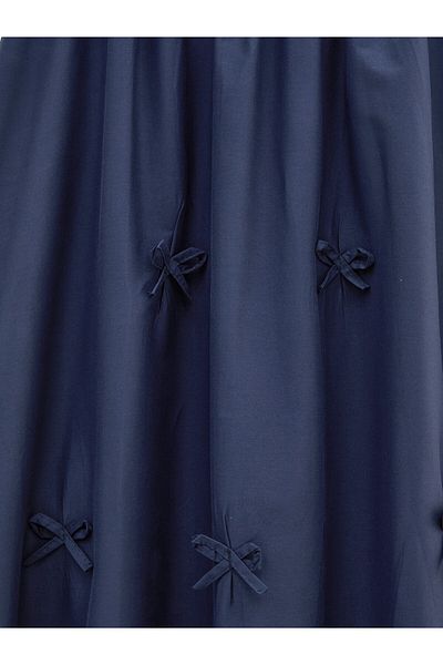 Modamorfo Poplin Skirt with Elastic Waist and Bow Detail - Navy