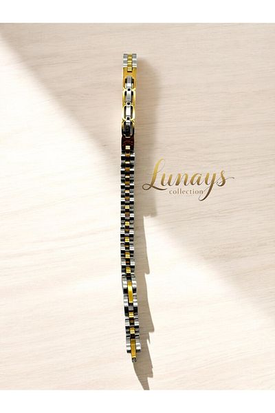 Lunays Stainless Steel Model Braided Men's Silver Gold Color Bracelet