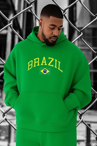 BENROMA 3 Yarn Combed Cotton Brazil Printed Plus Size Sweatshirt