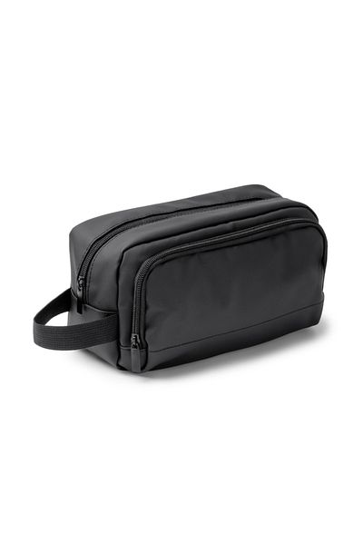PARUNIV Men's Travel Cosmetic Bag, PU Leather, Ultra-Light, 24 x 13 x 11 cm, Black