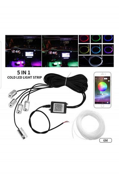 Led Light Alex Kit Lumini Ambientale Auto 6M Neon RGB, Aplicatie prin Bluetooth