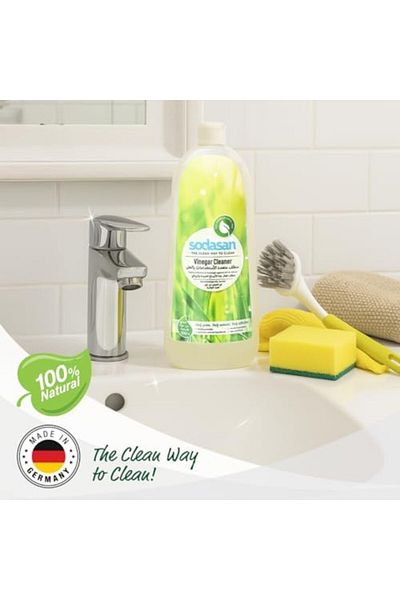 Sodasan 100% Natural Vinegar Cleaner 1L – Organic Multi-Surface Cleaning Spray for Bathroom & Kitc