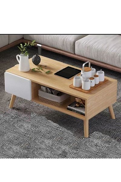 COOYA Coffee Table for Living Room Modern Side End Table Centre Table with Open compartment and drawer