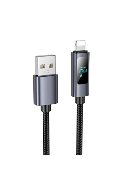 Hoco Cablu de date și încărcare USB-A la Lightning Display X112, 18 W, 1 m (n...