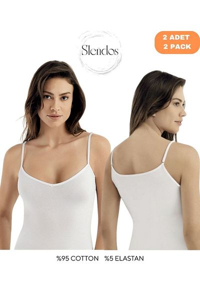 Şahinler Women'S, Rope Strap, Basic Comfort, 95% Cotton 5% Elastane 2-Piece Undershirt