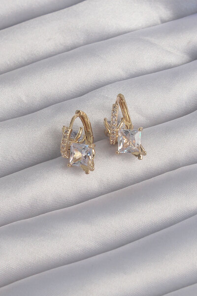 Skygo Brass Gold Color Large Zircon Cubic Zirconia Curved Minimal Butterfly Hoop Earrings - Tj-Bkp9289