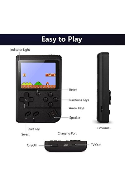 FOXMAG24 tetris game, 400 games, retro, portable console, black